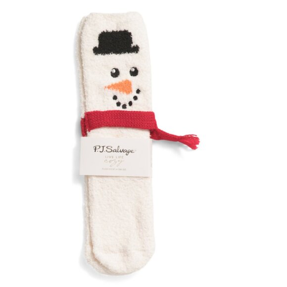 PJ SALVAGE White Snowman Fun Socks - Picture 1 of 1